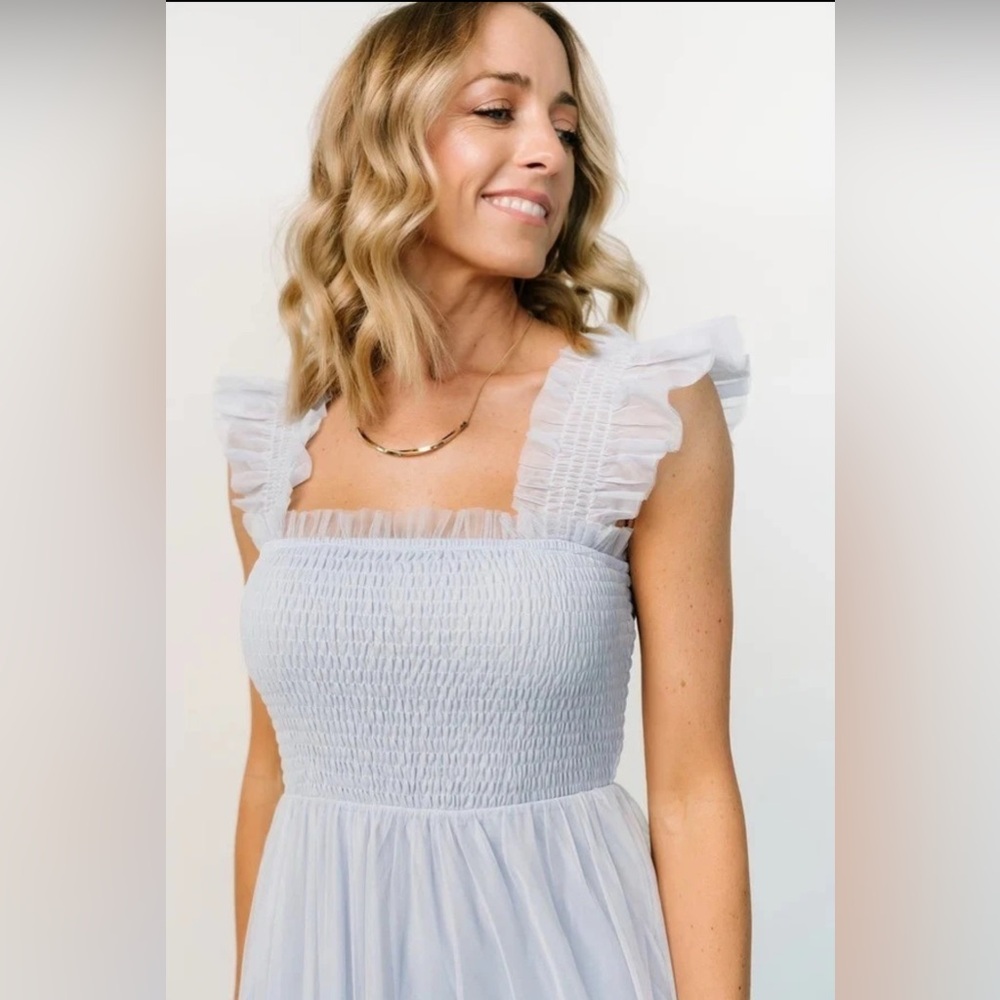 Baltic Born Emma Smocked Tulle Dress Light Blue L Wedding Party Garden Fairy - Picture 5 of 6